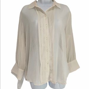 Banana Republic Cream Polka Dot Blouse, L, Excellent Condition